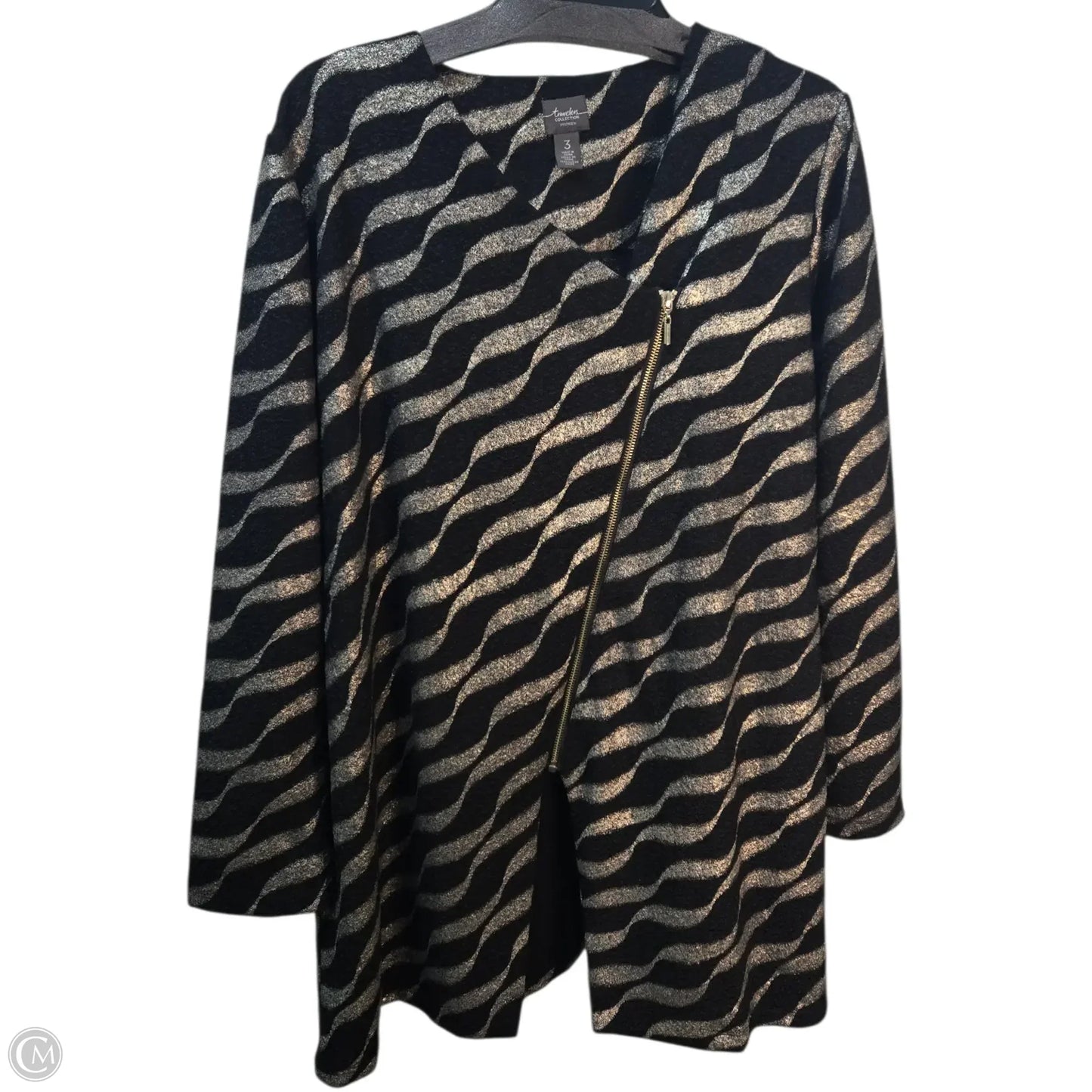 Blazer By Chicos In Black & Gold, Size: Xl