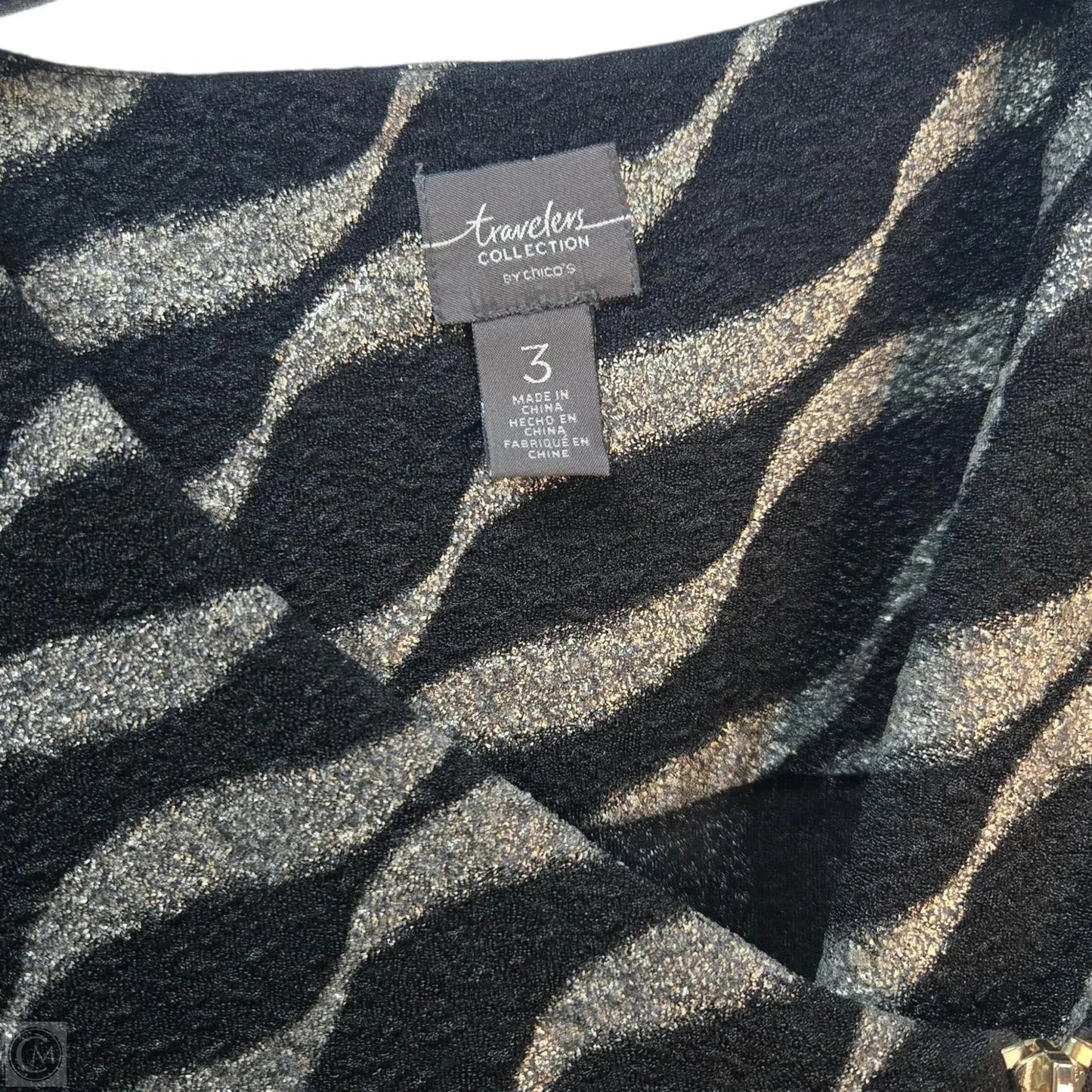 Blazer By Chicos In Black & Gold, Size: Xl
