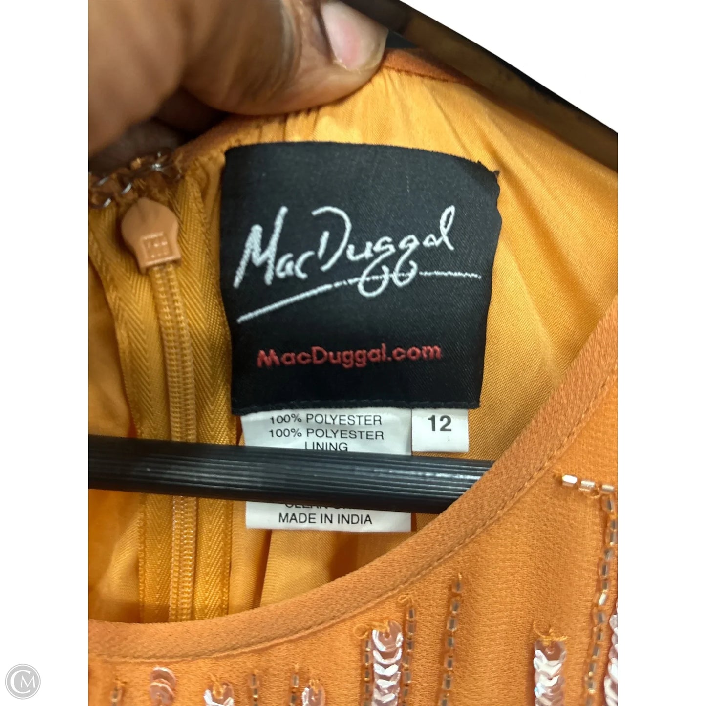 Dress Party Long By Mac Duggal In Orange, Size: 12