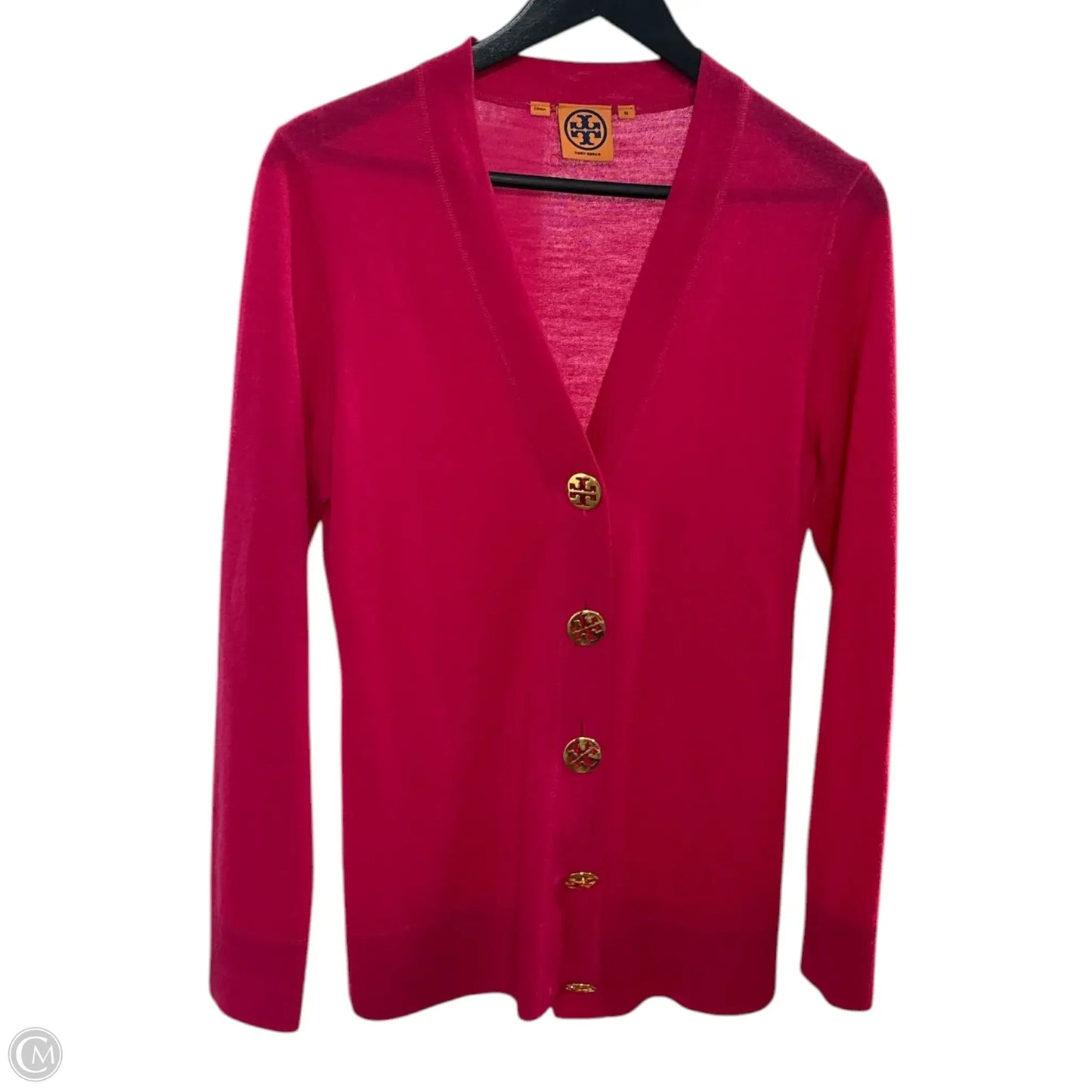 Sweater Cardigan Designer By Tory Burch In Pink, Size: M