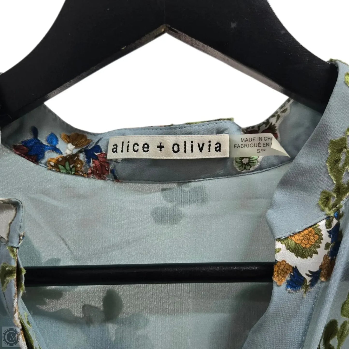 Top Long Sleeve Designer By Alice + Olivia In Blue, Size: S