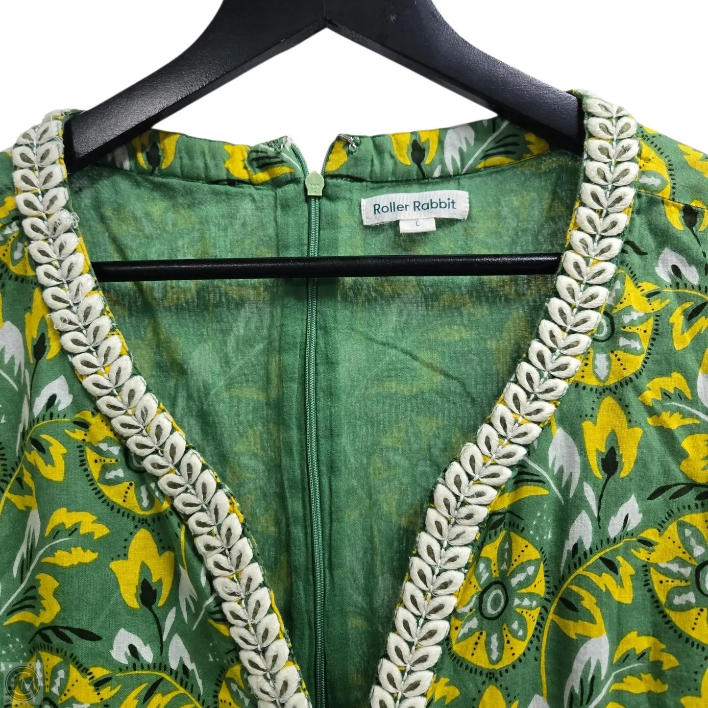Dress Casual Midi By Roller Rabbit In Green & Yellow, Size: L