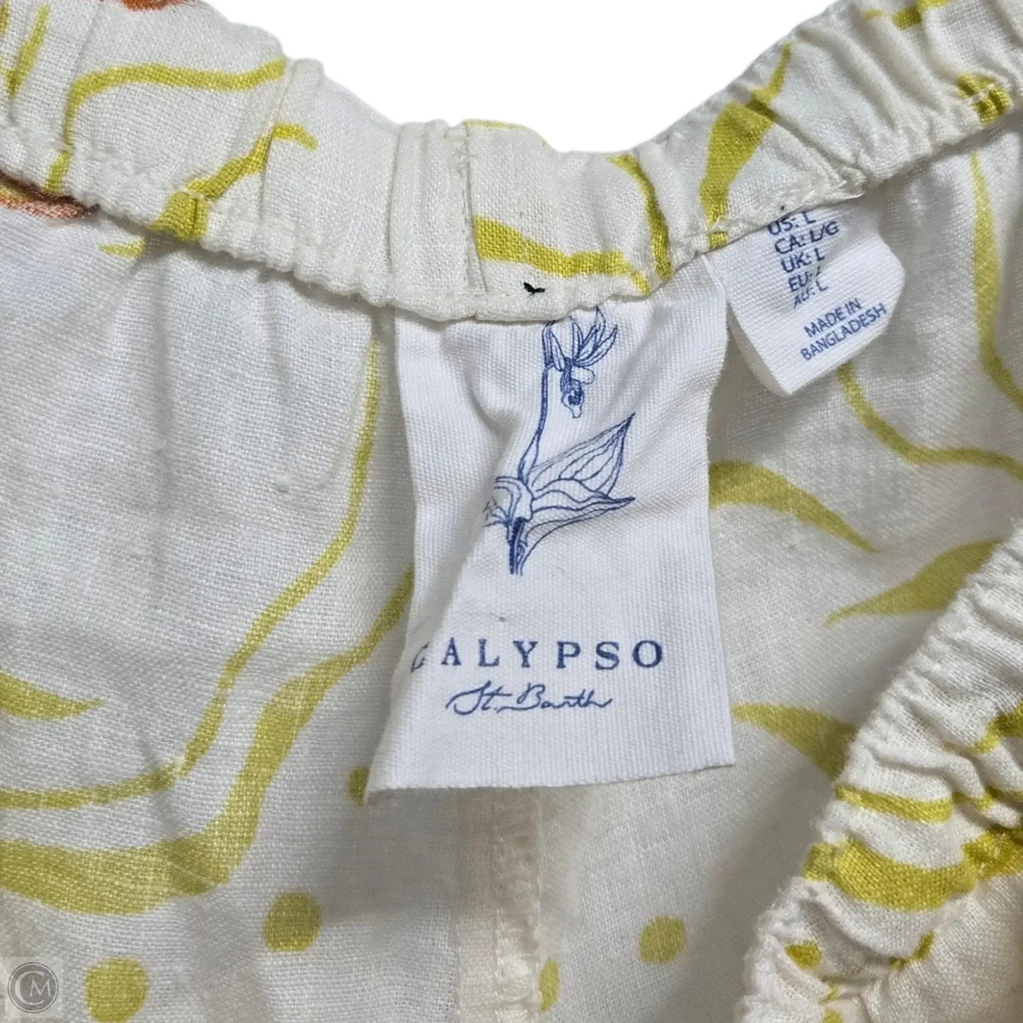 Pants Wide Leg By Calypso St Barth In Cream & Yellow, Size: L