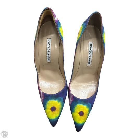 Shoes Luxury Designer By Manolo Blahnik In Tie Dye Print, Size: