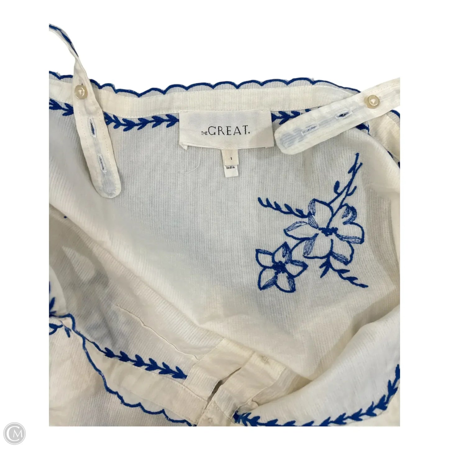 Top Sleeveless By The Great. In Blue & Cream, Size: S
