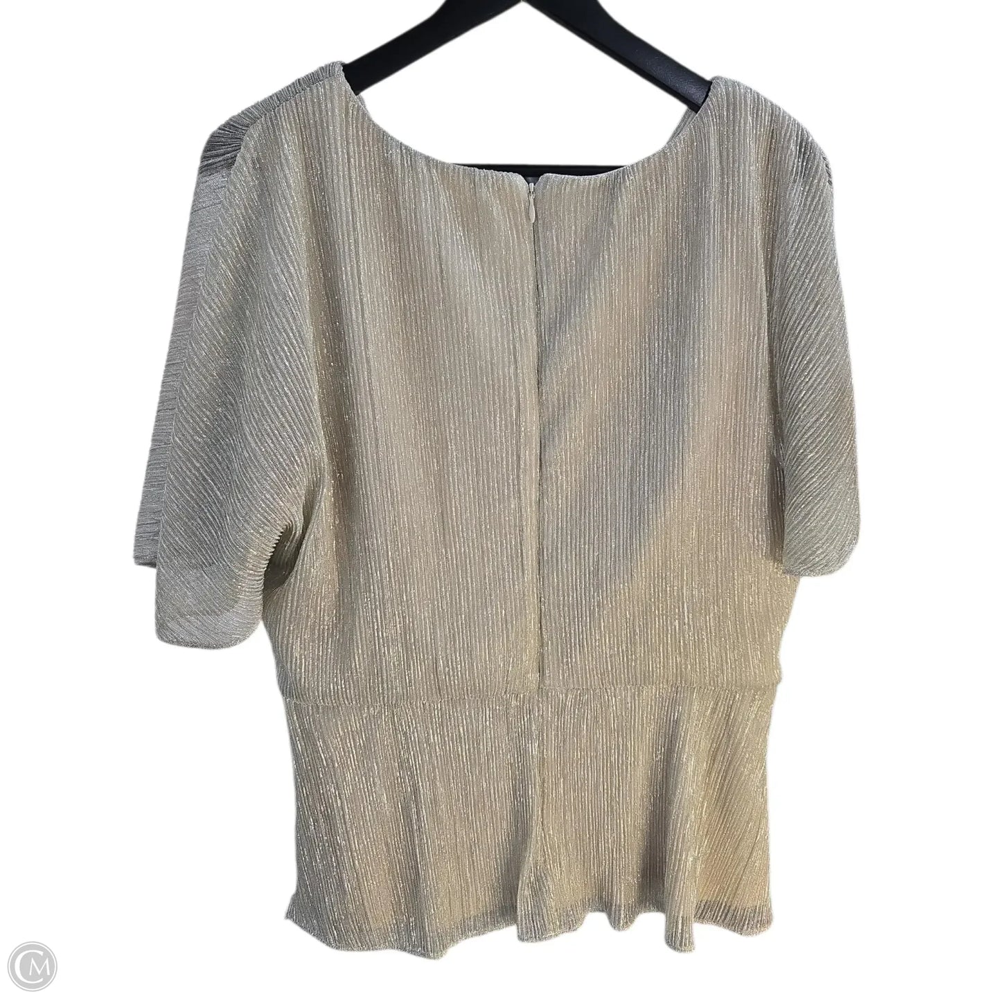 Top Short Sleeve By Adrianna Papell In Silver, Size: 16