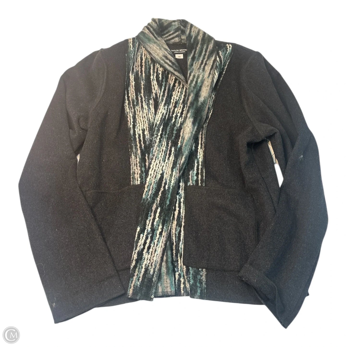 Sweater Cardigan By Clothes Mentor In Black & Green, Size: Mp