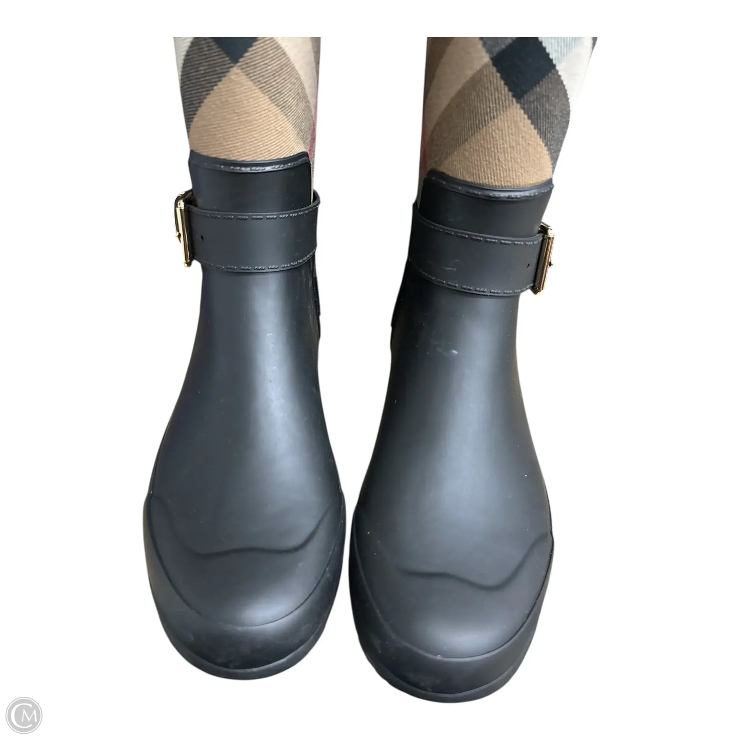 Boots Luxury Designer By Burberry In Plaid Pattern size 37