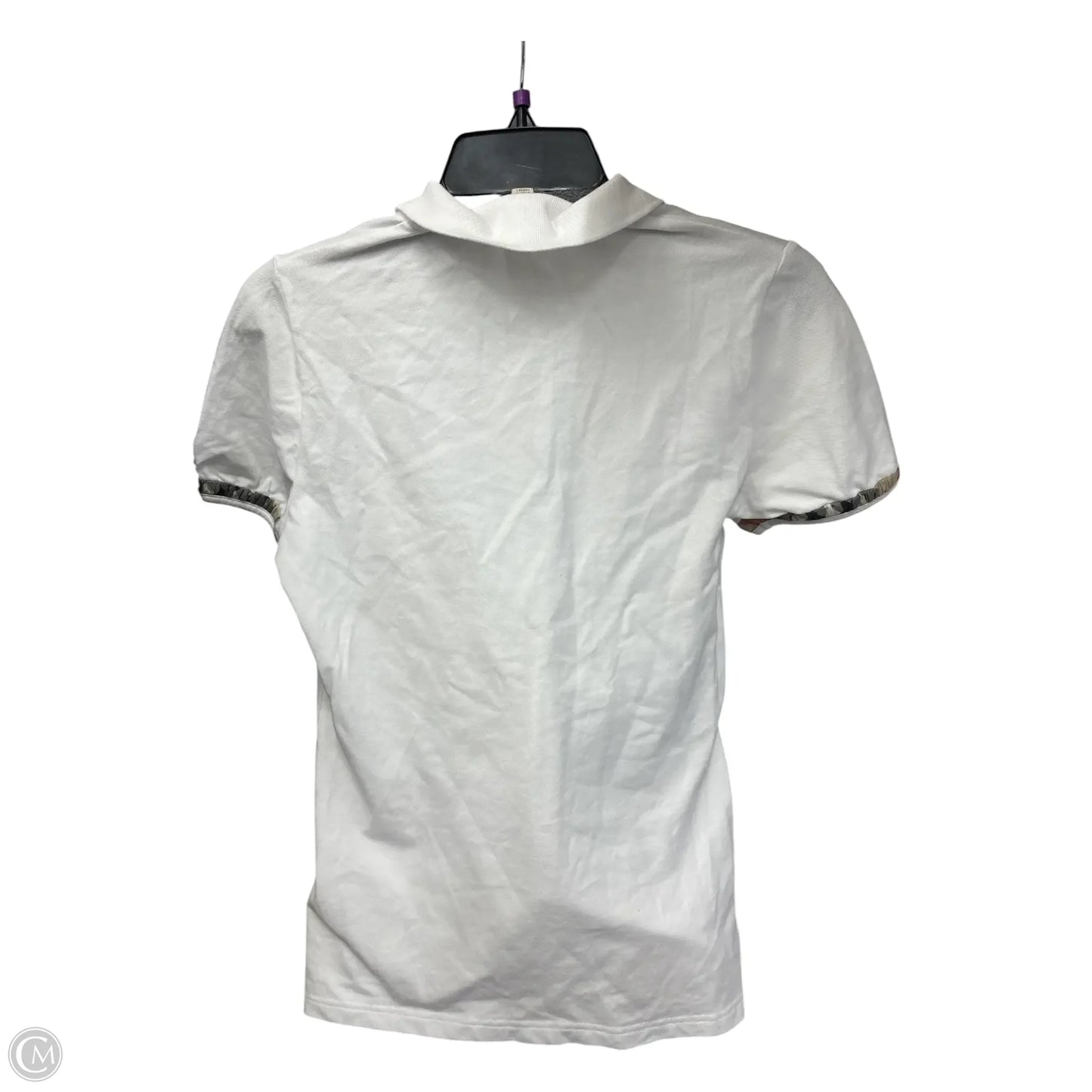 Top Short Sleeve Luxury Designer By Burberry In White, Size: M