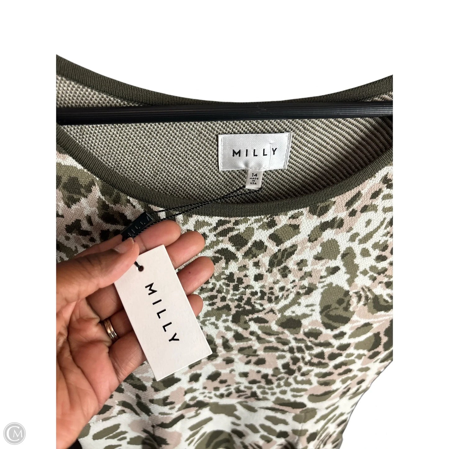 Dress Designer By Milly In Green & Pink, Size: 14