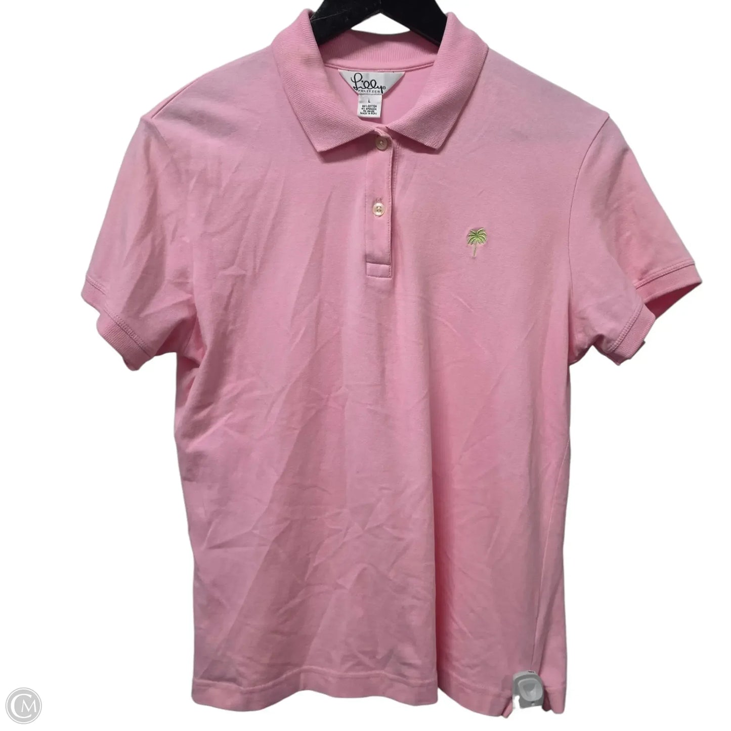 Top Short Sleeve Designer By Lilly Pulitzer In Pink, Size: L