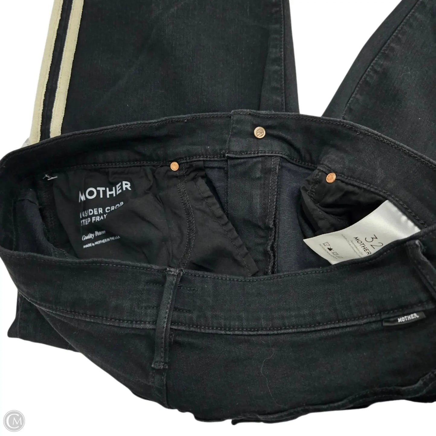Jeans Straight By Mother In Black Denim, Size: 14