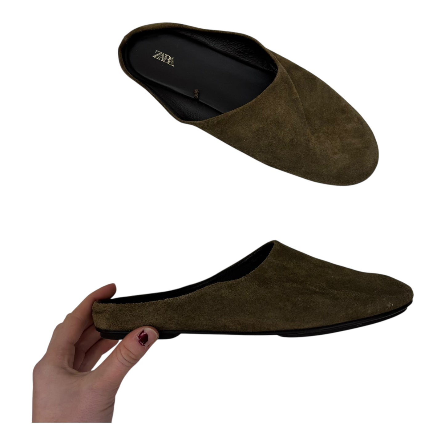 Shoes Flats By Zara In Green, Size:8.5