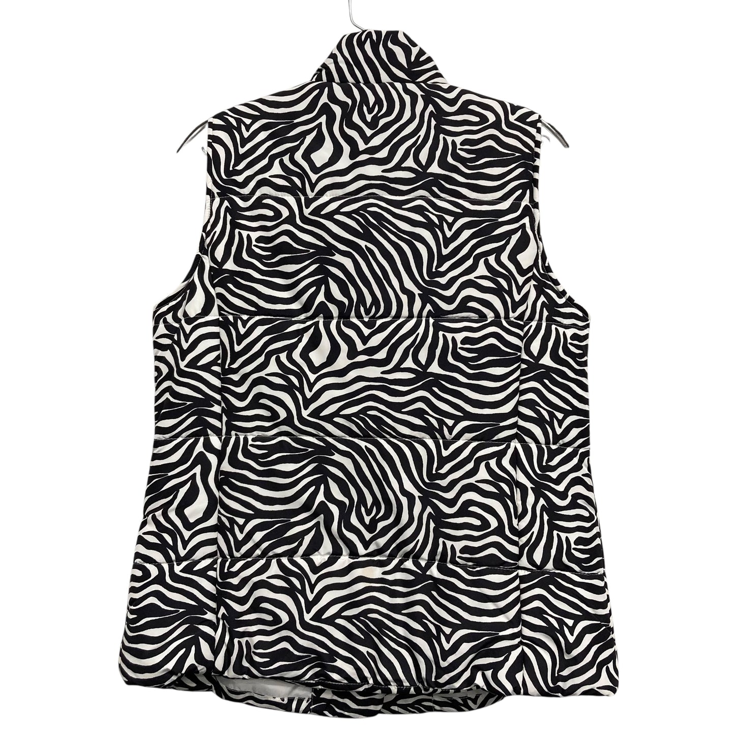 Vest Puffer & Quilted By Liz Claiborne In Black & Cream, Size:M