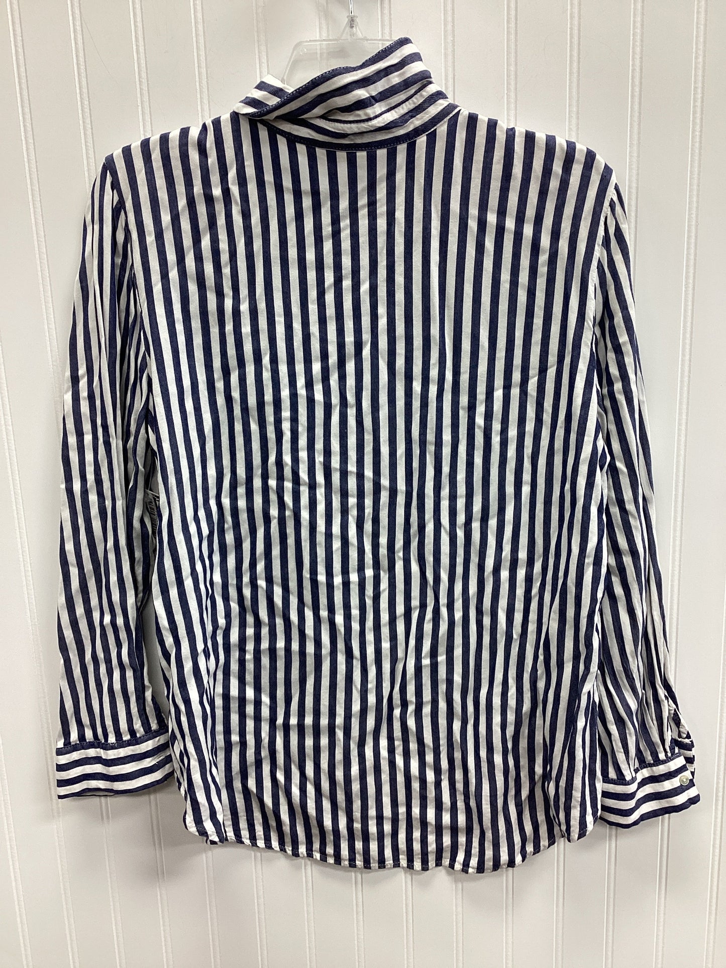 Blouse Ls By Alexander Jordan In Blue & White, Size:Xl