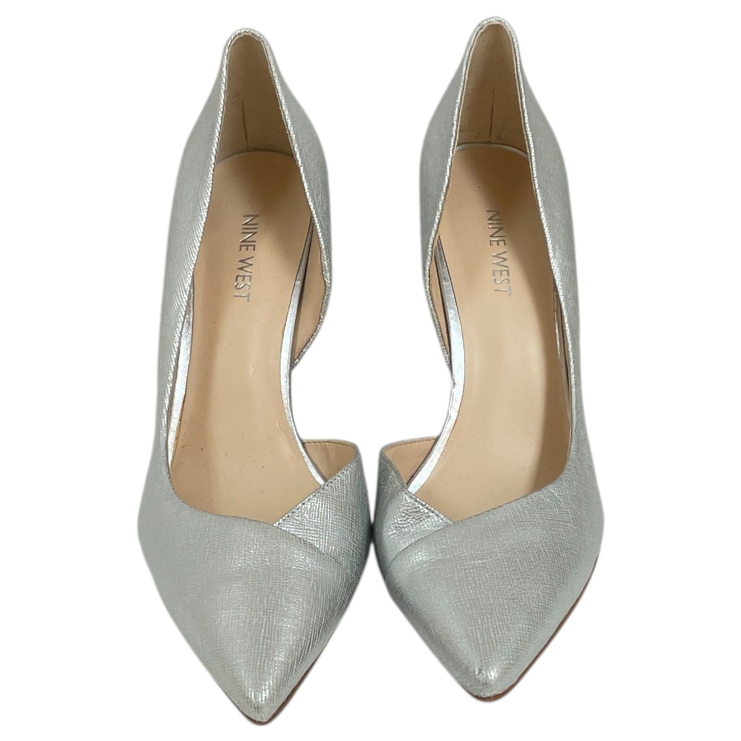 Shoes Heels Stiletto By Nine West In Silver, Size:9