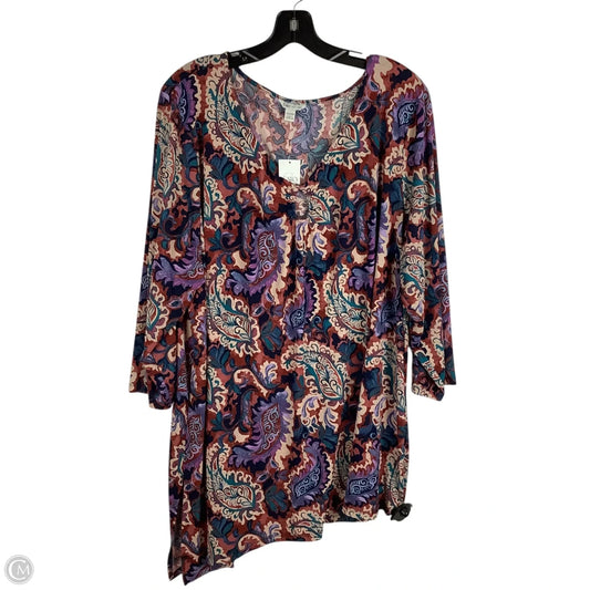 Top Long Sleeve By Cato In Paisley Print, Size: 2x (22/24)
