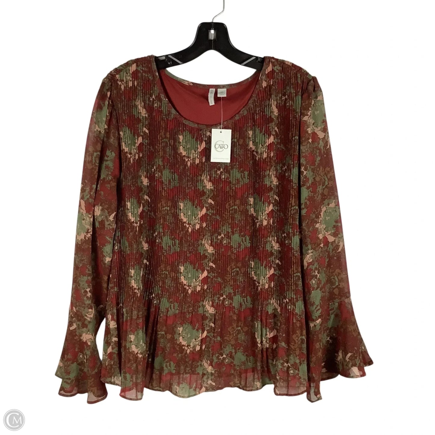 Top Long Sleeve By Cato In Red, Size: Xl