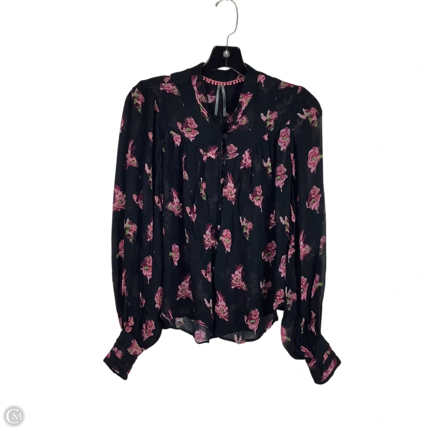 Top Long Sleeve By Anthropologie In Black & Pink, Size: Xs