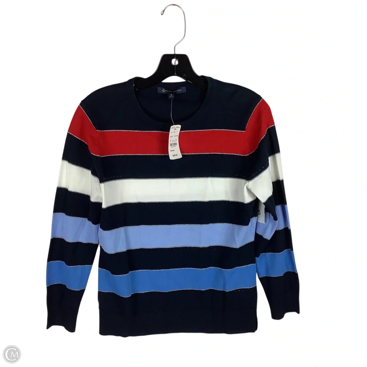 Top Long Sleeve By Brooks Brothers In Blue & Red & White, Size: M