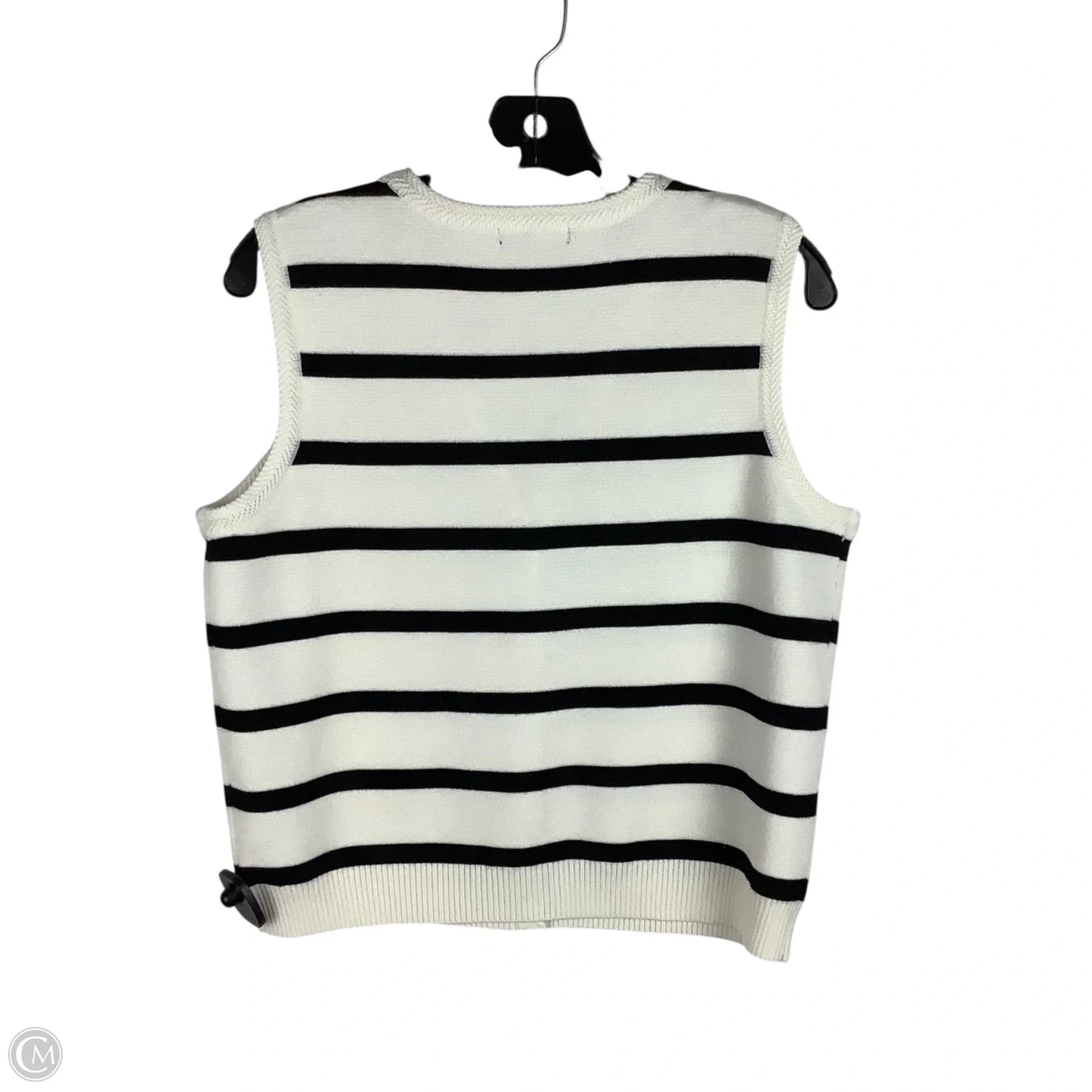 Vest Sweater By Adrianna Papell In Striped Pattern, Size: M