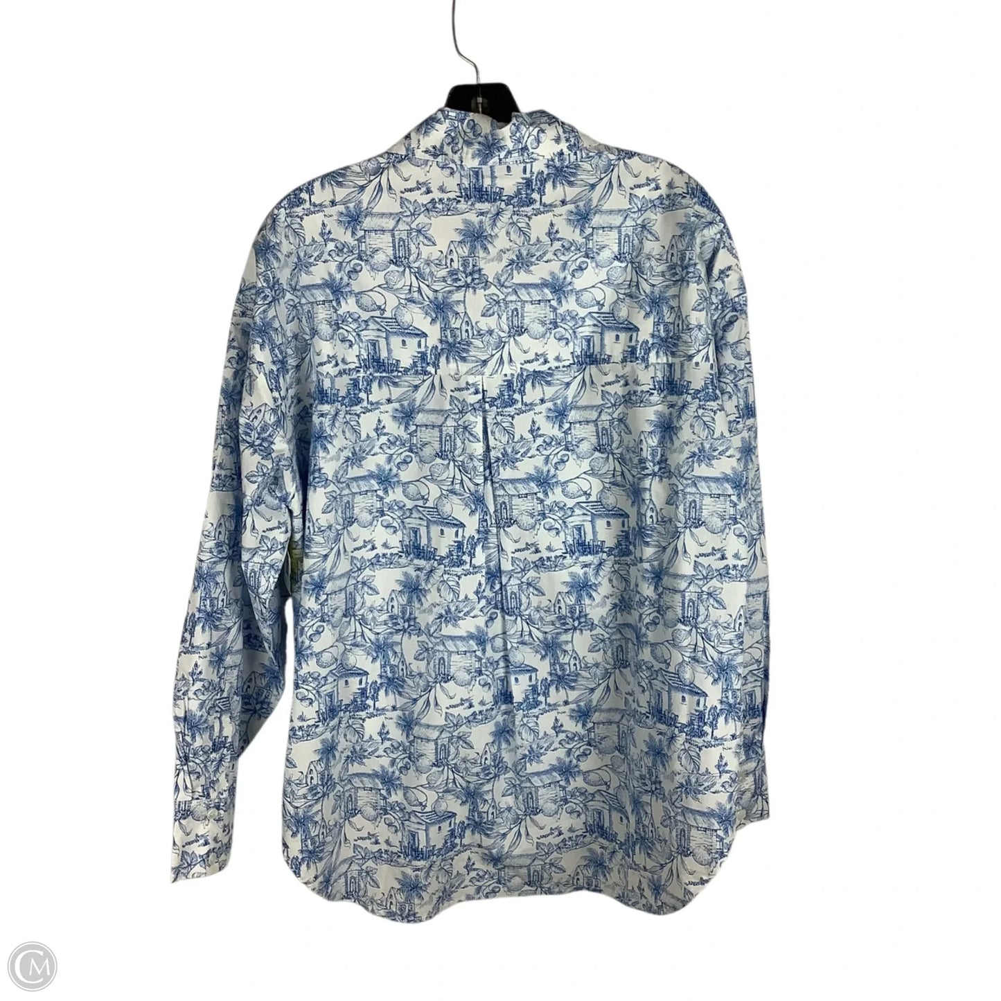 Top Long Sleeve By Skies Are Blue In Blue & White, Size: S