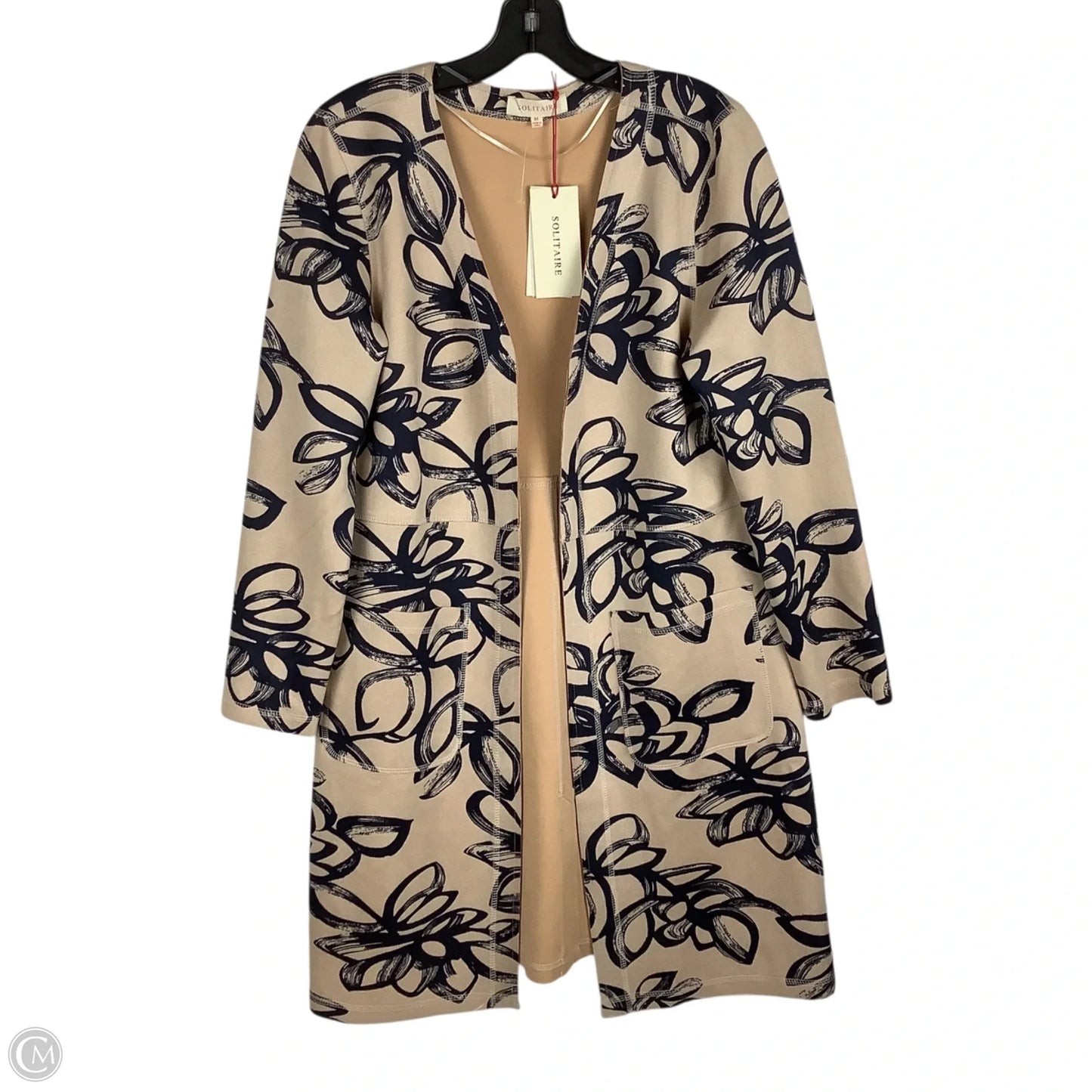 Cardigan By Solitaire In Blue & Cream, Size: M