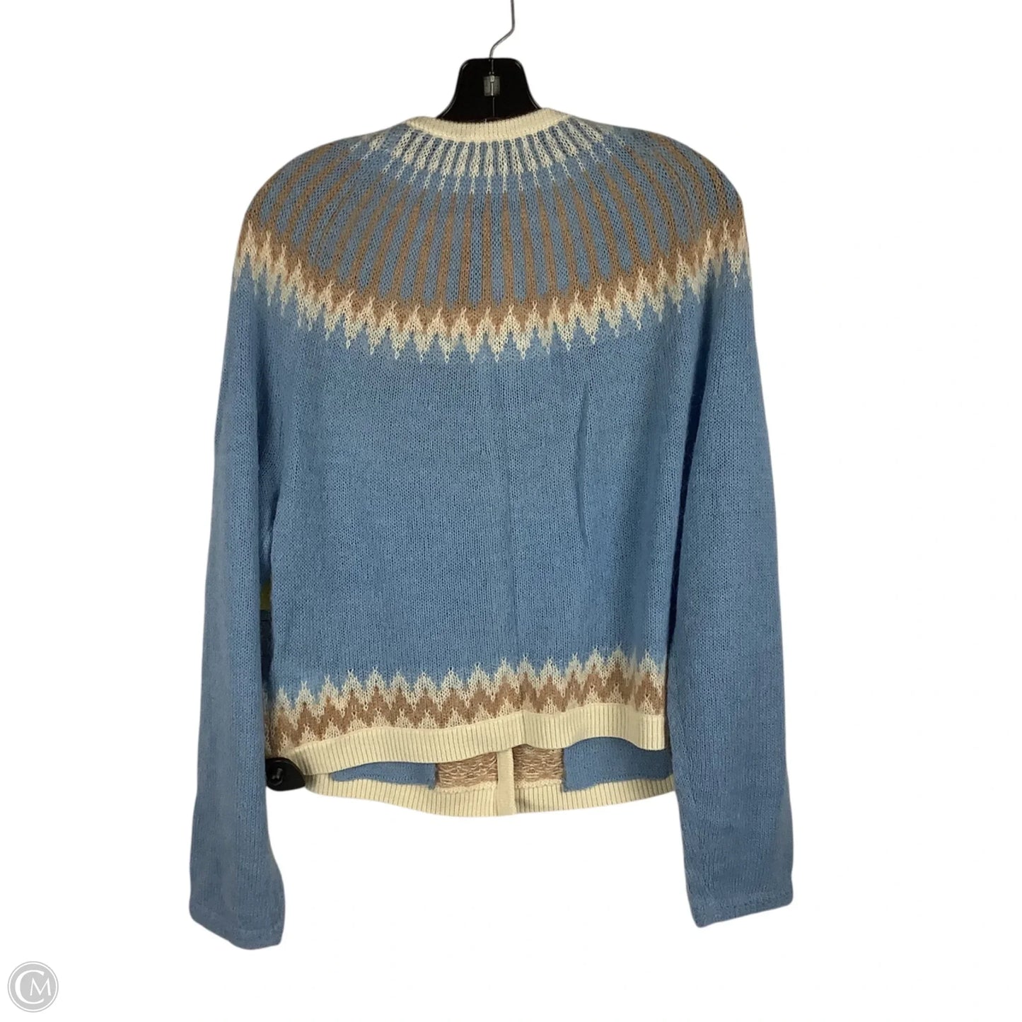 Sweater Cardigan By J. Crew In Blue & Cream, Size: Xl