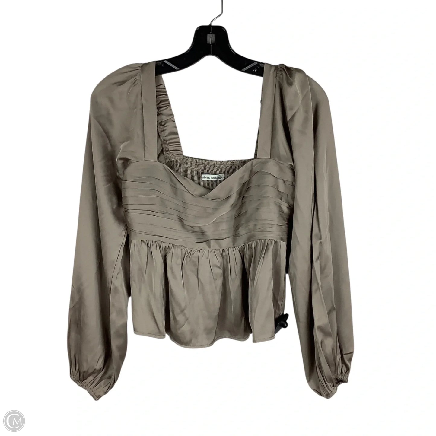 Top Long Sleeve By Abercrombie And Fitch In Taupe, Size: S