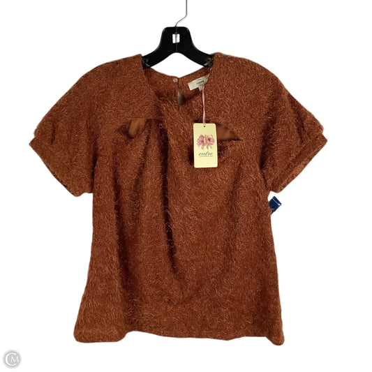 Sweater Short Sleeve By Entro In Brown, Size: L