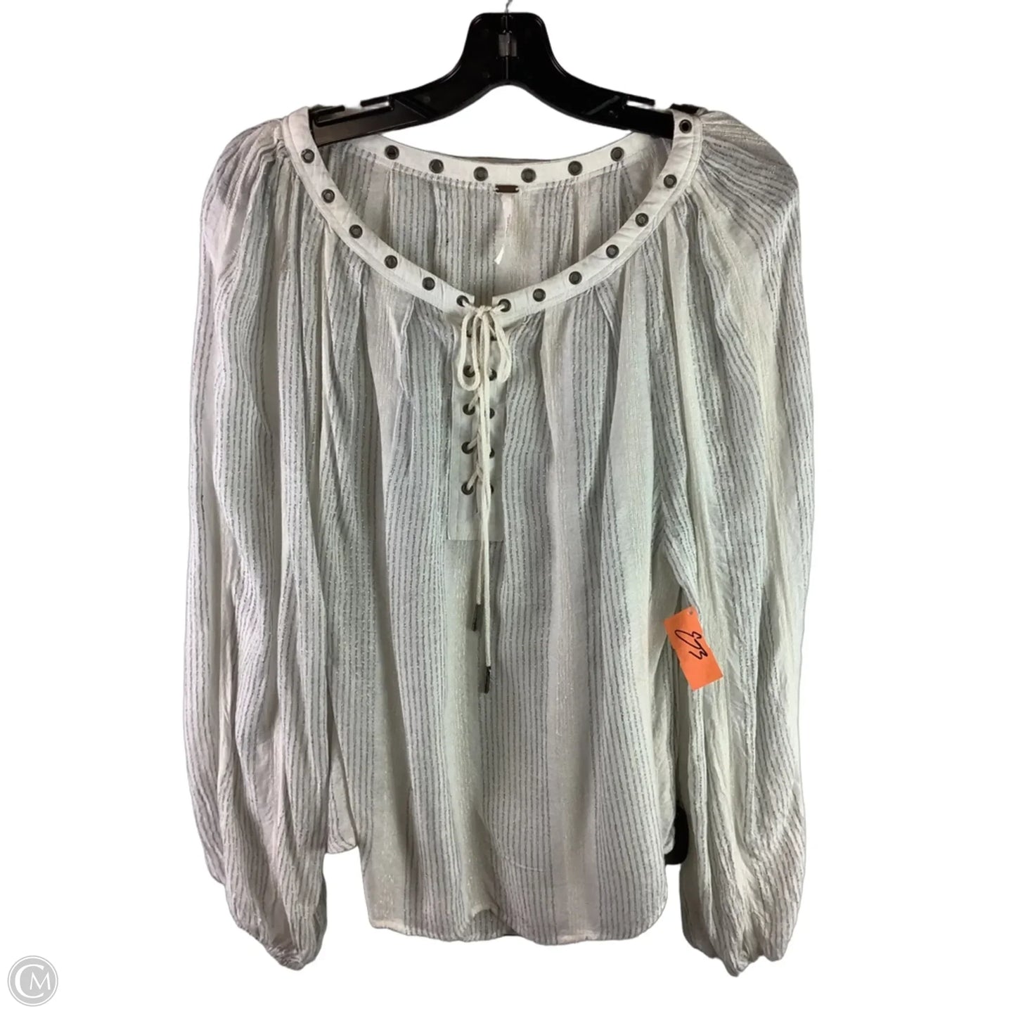 Top Long Sleeve By Free People In Silver & White, Size: S