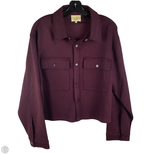 Jacket Shirt By Clothes Mentor In Maroon, Size: L