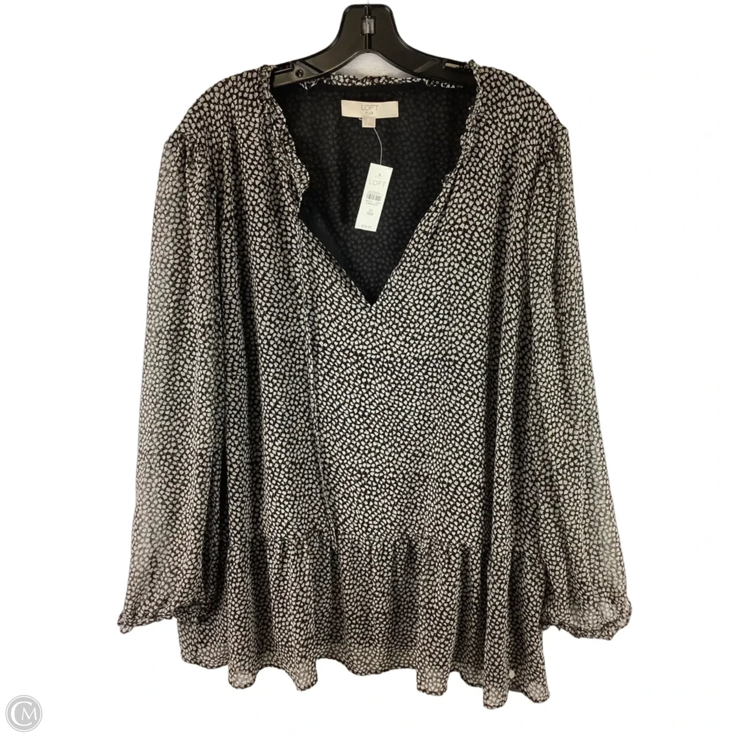 Top Long Sleeve By Loft In Black & White, Size: 3x
