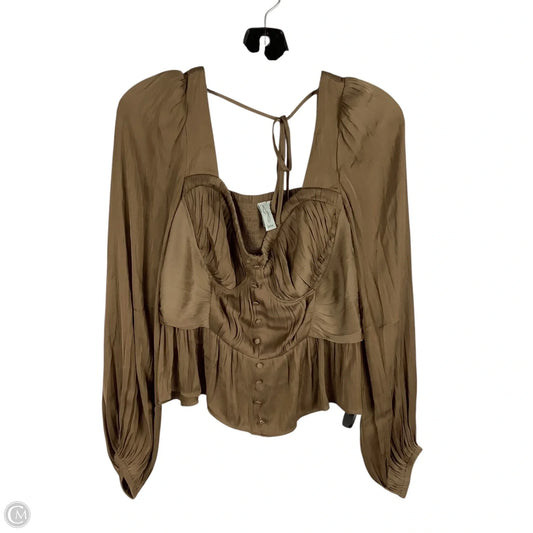 Top Long Sleeve By Joie In Brown, Size: L