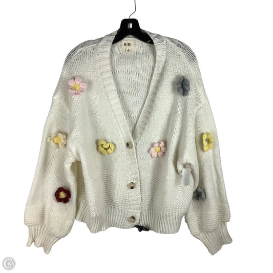 Sweater Cardigan By Bibi In White, Size: L