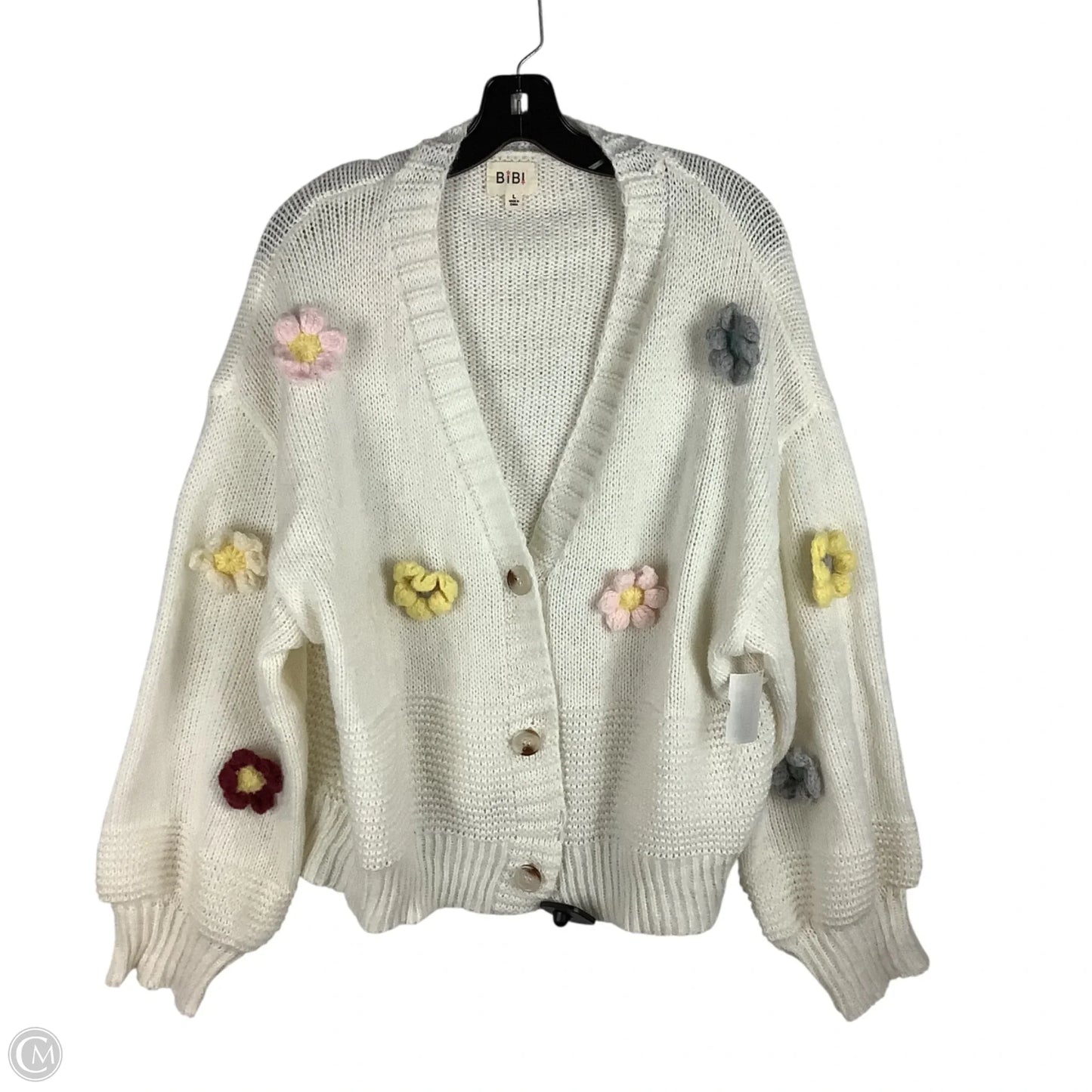 Sweater Cardigan By Bibi In White, Size: L