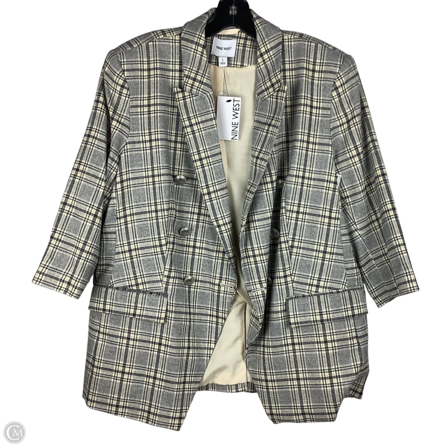 Blazer By Nine West In Plaid Pattern, Size: L