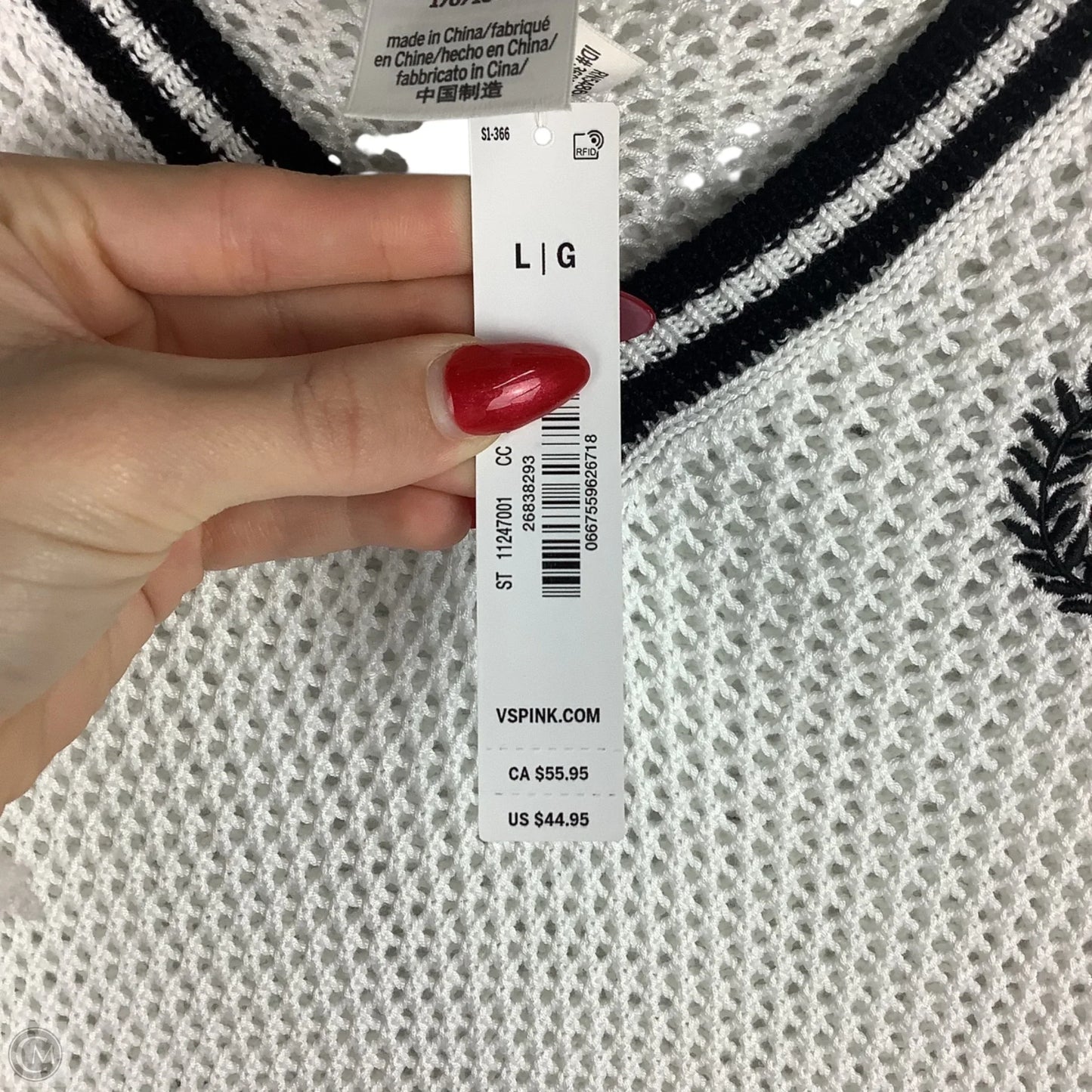Vest Sweater By Pink In White, Size: L