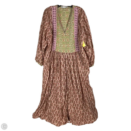 Dress Casual Maxi By Zara In Green & Purple, Size: Xl