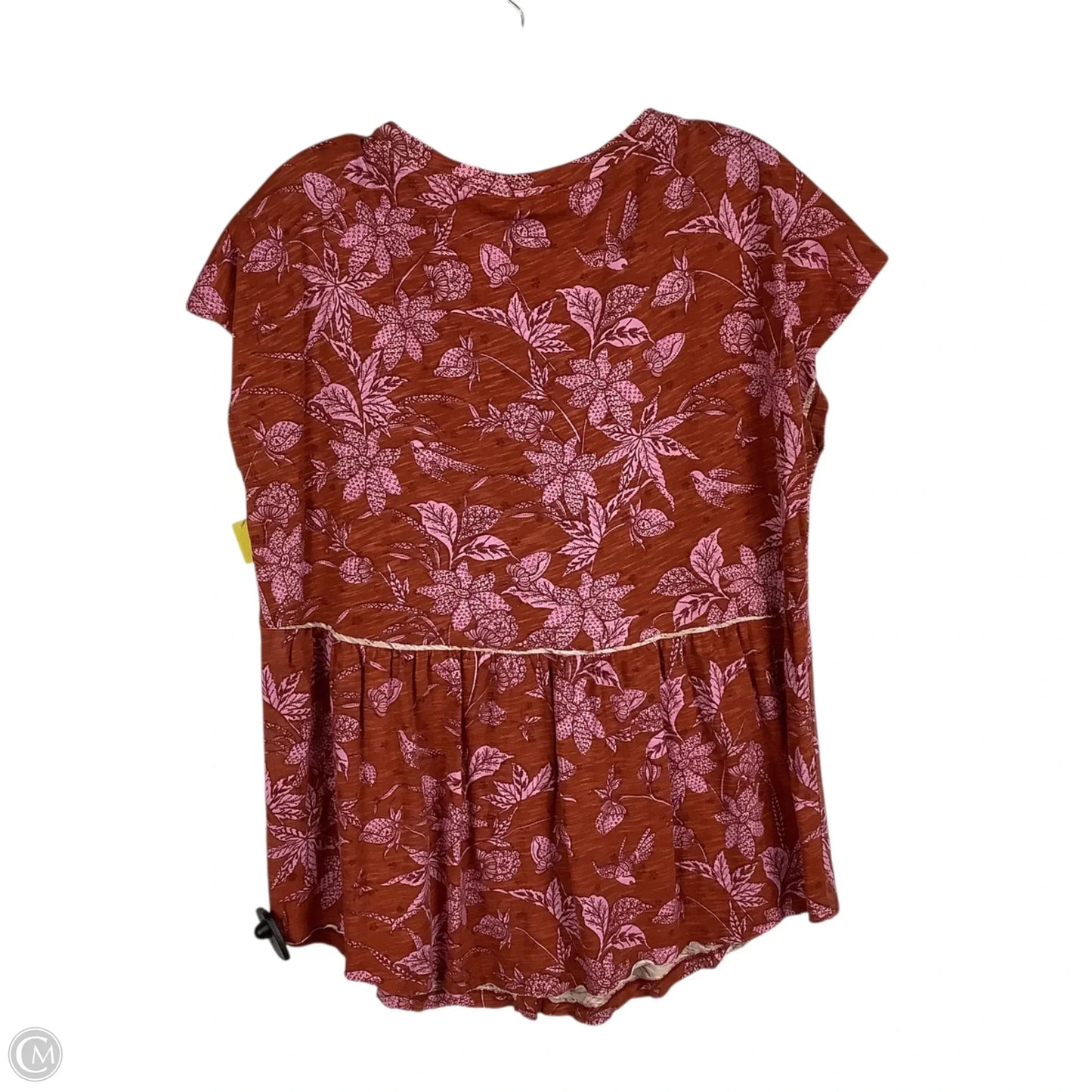 Top Short Sleeve By Anthropologie In Orange & Pink, Size: M