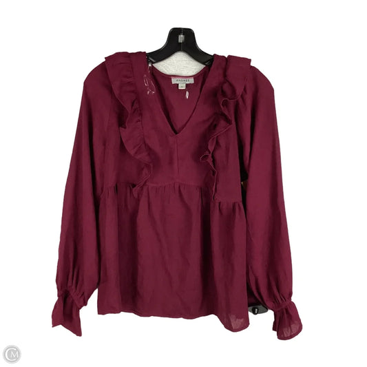 Top Long Sleeve By Andree By Unit In Maroon, Size: S