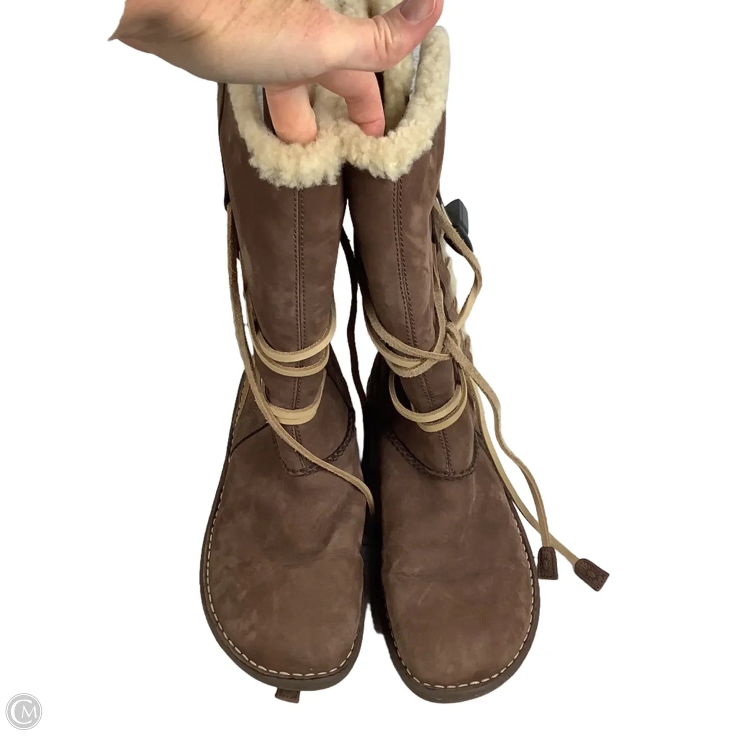 Boots Designer By Ugg In Brown, Size: 10