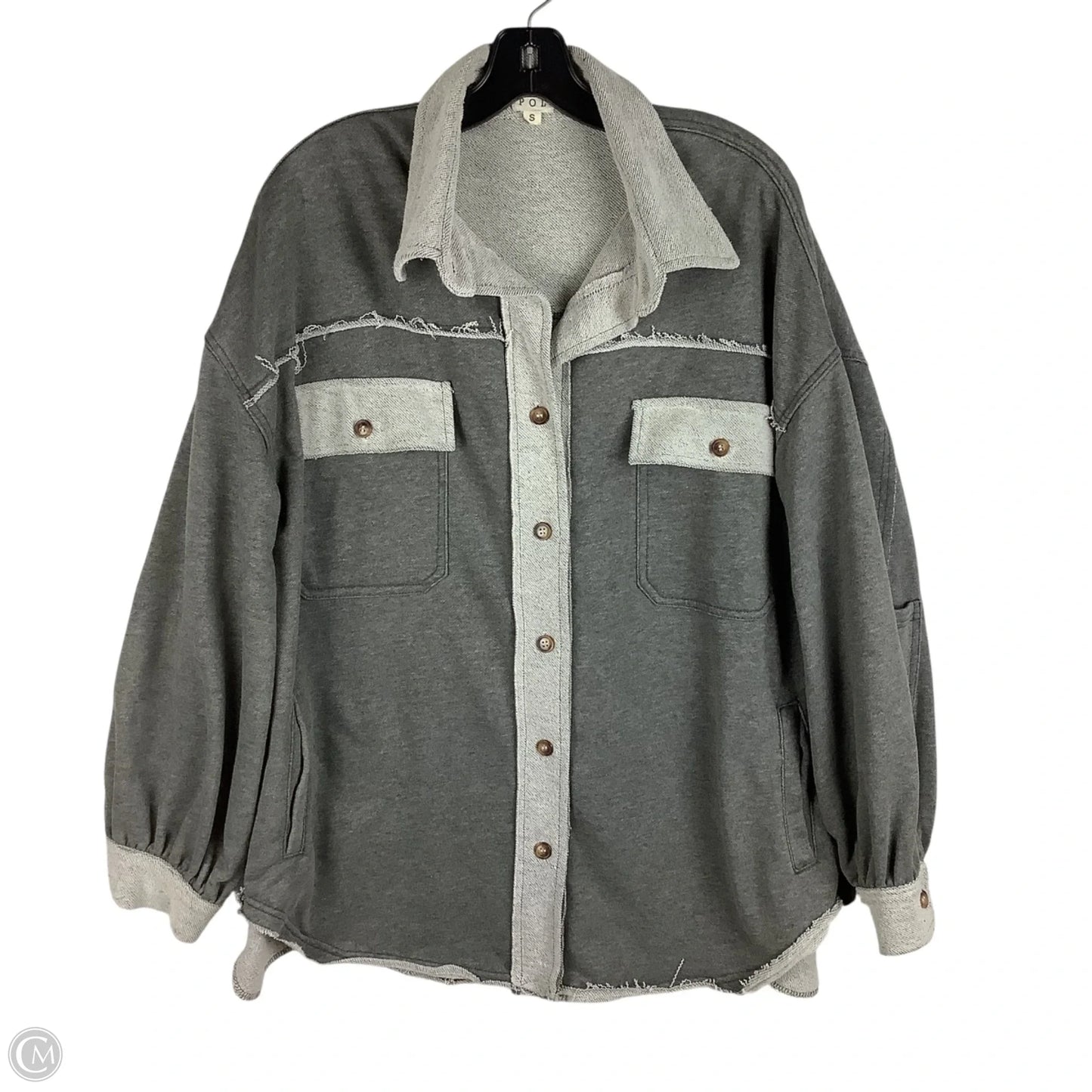 Jacket Shirt By Pol In Grey, Size: S (oversized)