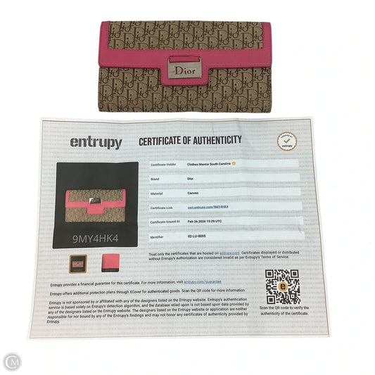 Wallet Luxury Designer By Dior, Size: Medium