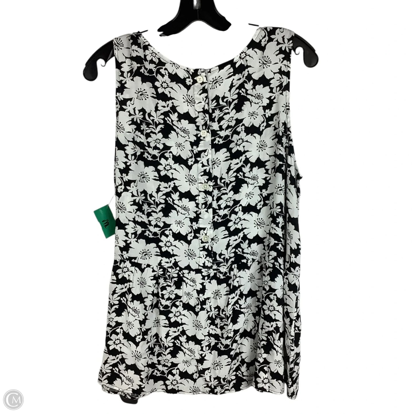 Top Sleeveless By Loft In Black & White, Size: L
