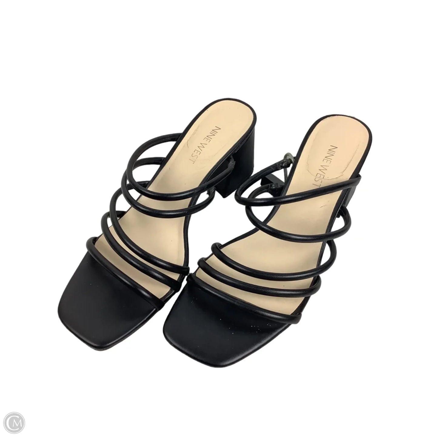 Sandals Heels Block By Nine West In Black, Size: 8