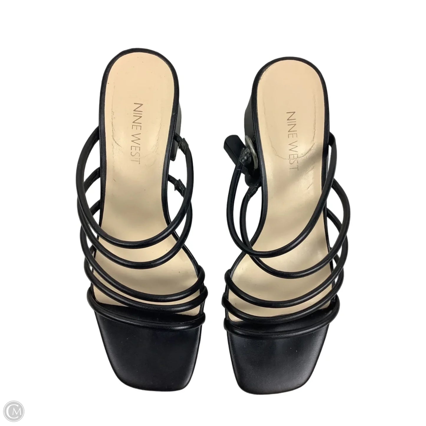 Sandals Heels Block By Nine West In Black, Size: 8