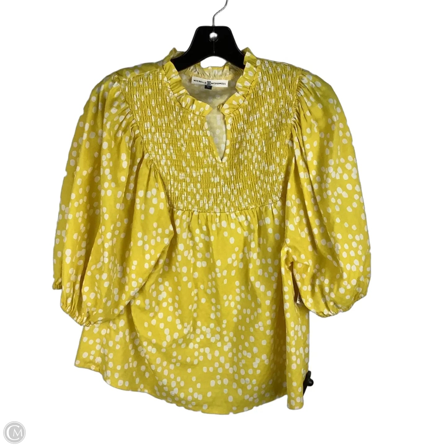 Top Short Sleeve By Michelle Mcdowell In Yellow, Size: M