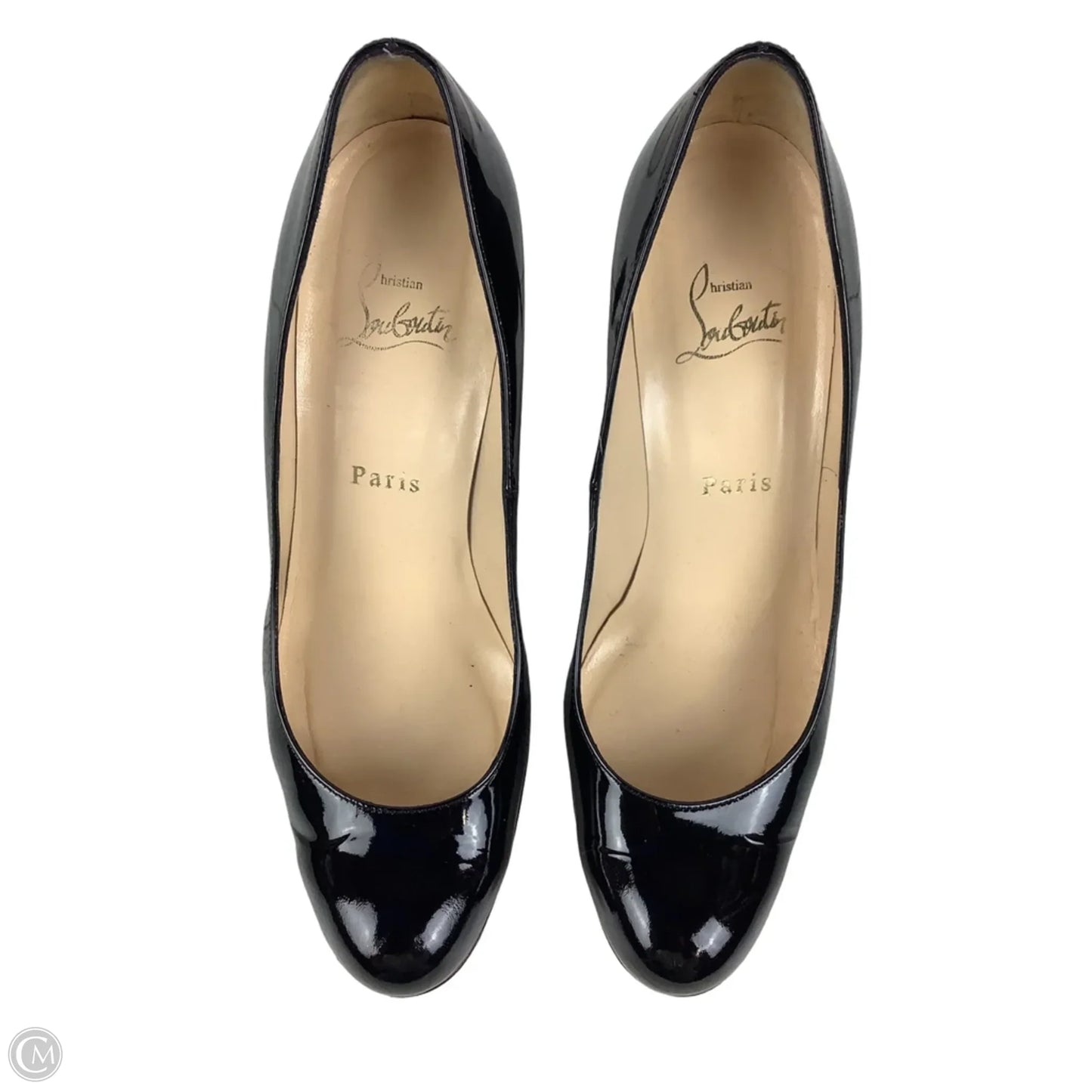 Shoes Luxury Designer By Christian Louboutin In Black, Size: 8.5(39)