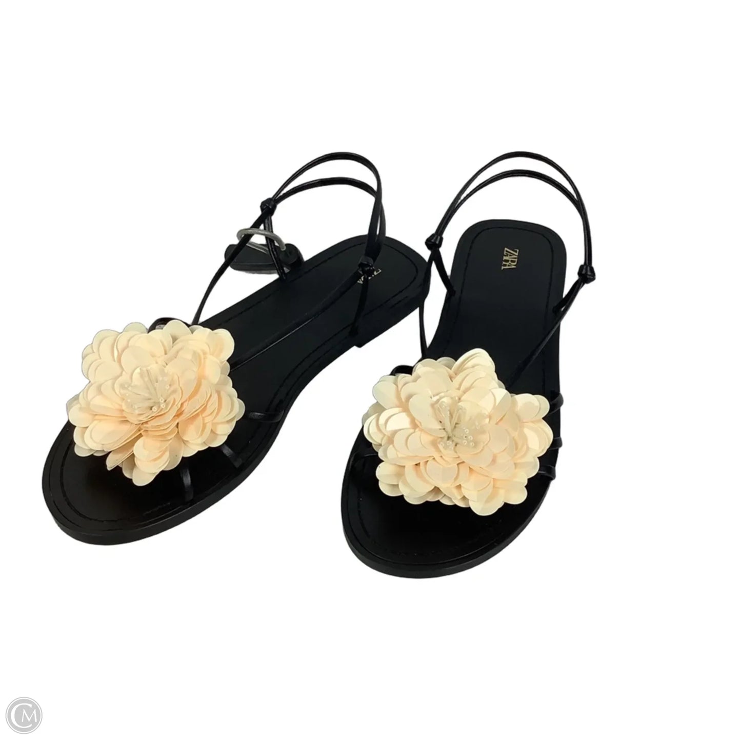 Sandals Flats By Zara In Black & Cream, Size: 6.5